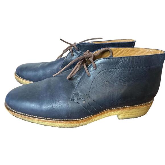 TAFT Chukka Ankle Boots Men's Size 11  Blue Leather Crepe Comfort Grunge Shoe - Picture 1 of 5
